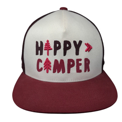 Happy Camper Snapback Trucker Hat Red OSFA Mesh Back Outdoor Research