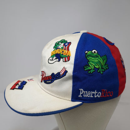 MSO Puerto Rico Baseball Cap White Blue Red S Embroidered Coqui Rooster Hat