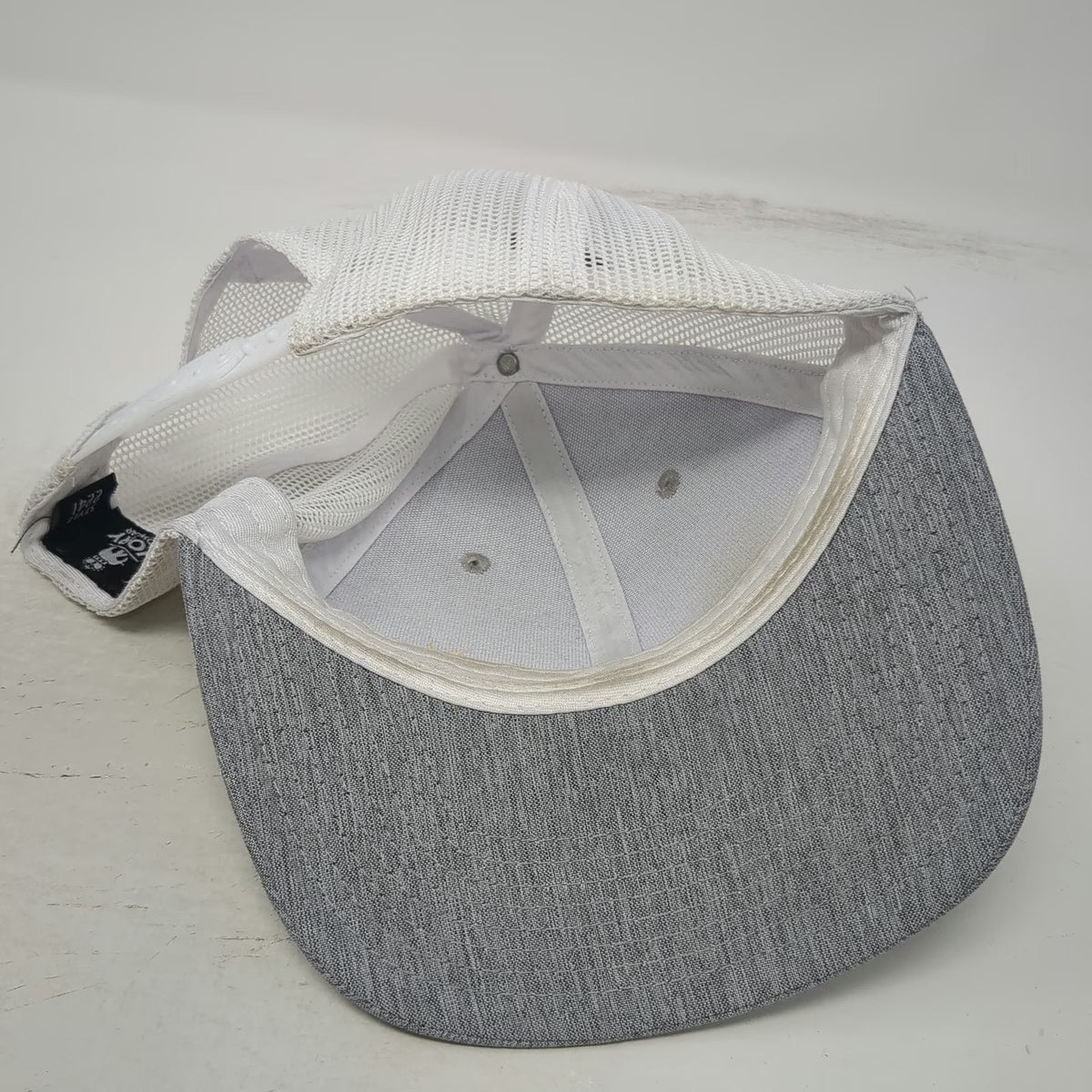 Ivory Headwear Simplot Gray White Yellow Trucker Hat One Size Mesh Snapback Cap