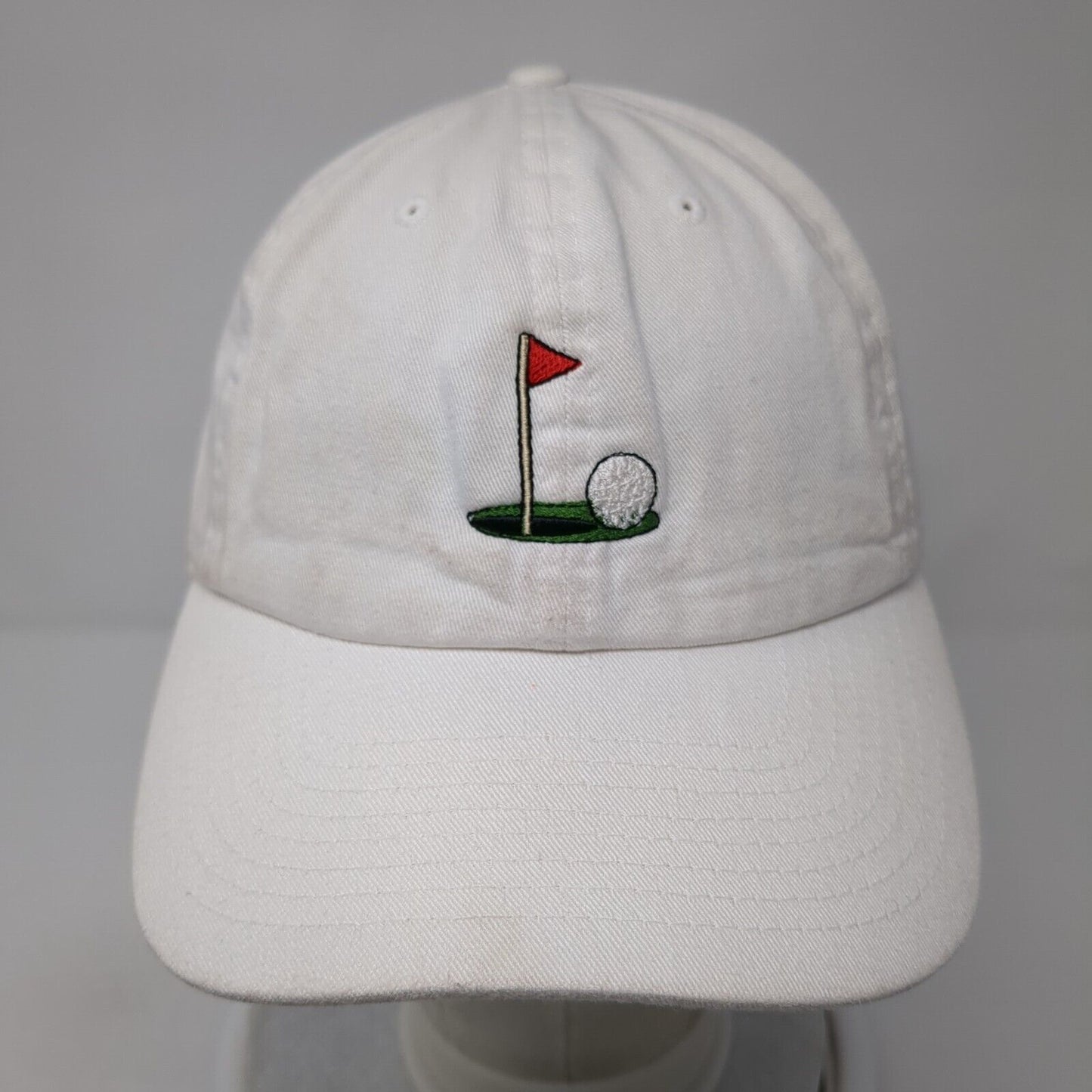 Golf Flag Slideback Hat White One Size Adjustable Embroidered KB ETHOS Classics