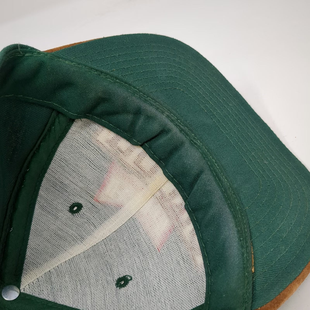Budweiser Rodeo Baseball Cap Green OS Leather Strapback Suede Brim Hat Vintage
