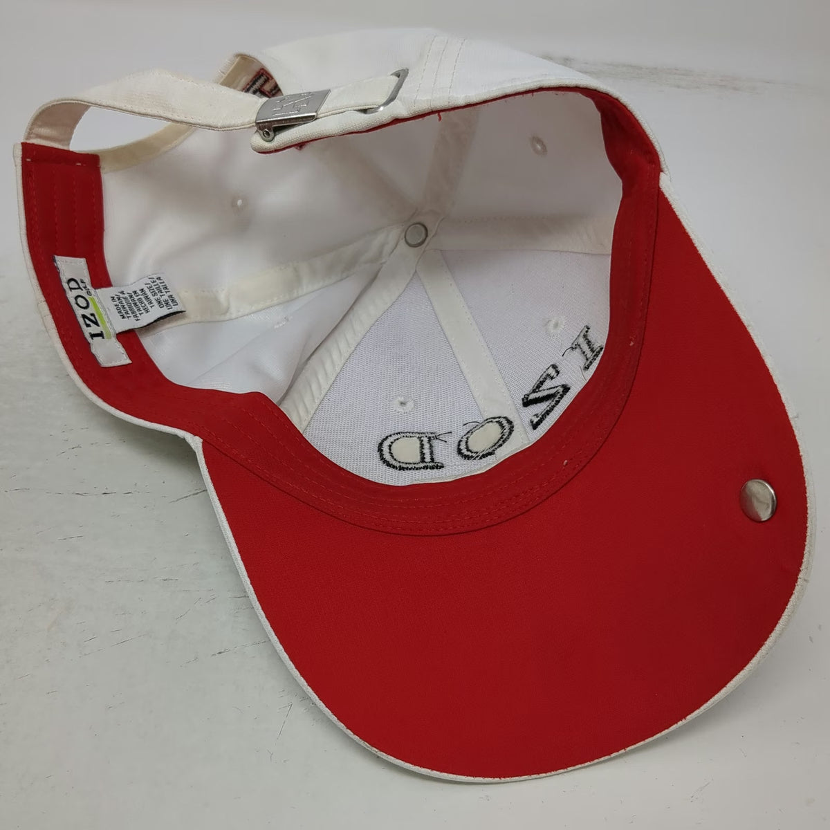 IZOD Golf Hat White One Size Baseball Cap Slideback Magnetic Ball Marker Logo