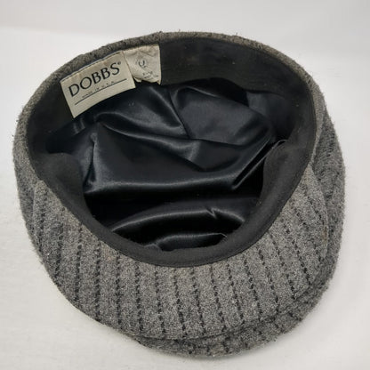 Dobbs Newsboy Cap Gray XL Wool Pinstripe Made in USA Satin Lining Pattern Hat