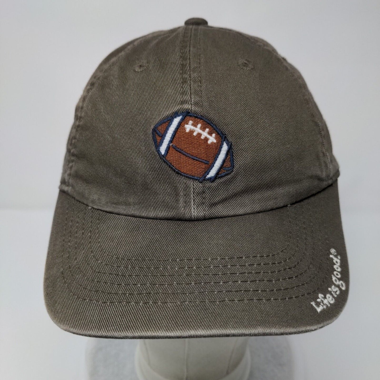 Life Is Good Football Strapback Hat Brown 2-4T Adjustable Embroidered
