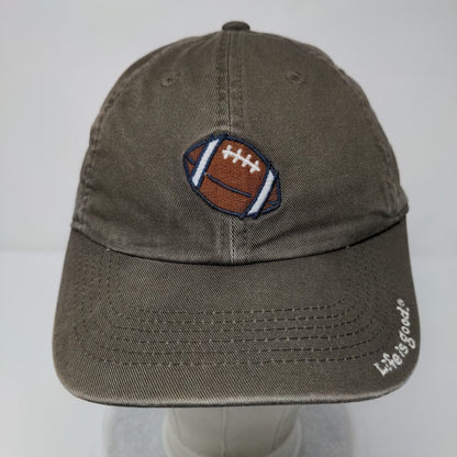 Life Is Good Football Strapback Hat Brown 2-4T Adjustable Embroidered