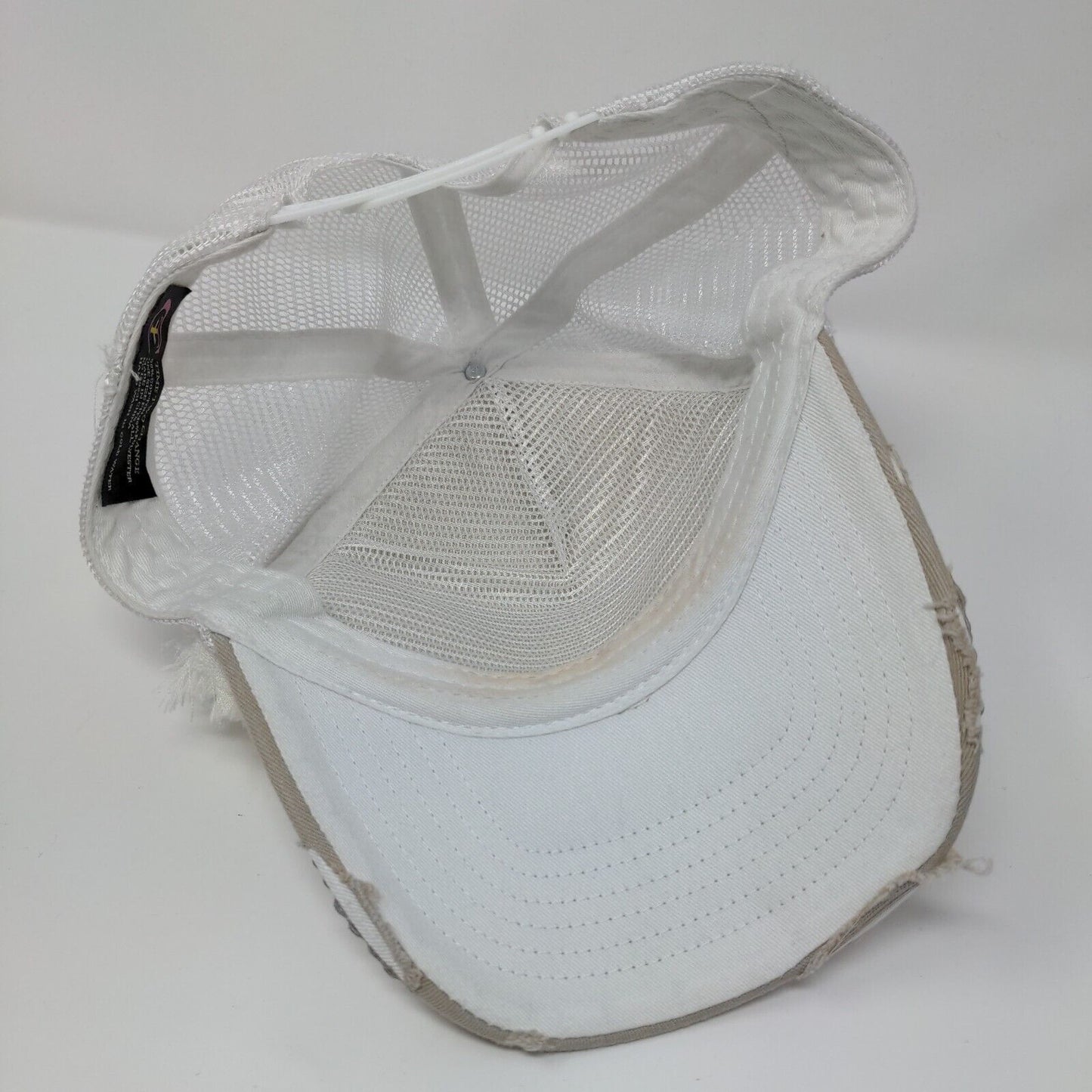 Time Two Change Snapback Trucker Hat Tan OSFA Mesh Back Flower Rhinestone