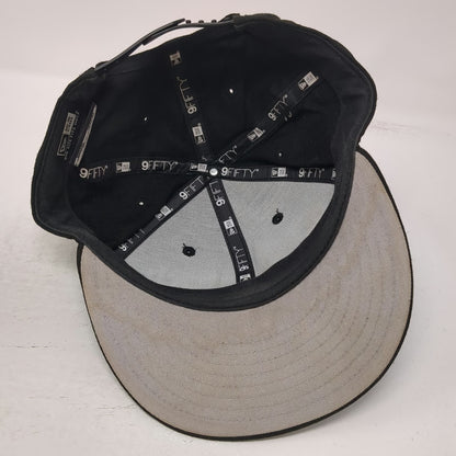 New Era Snapback Hat Black One Size Long Beach Wool Flat Brim Gray Undervisor