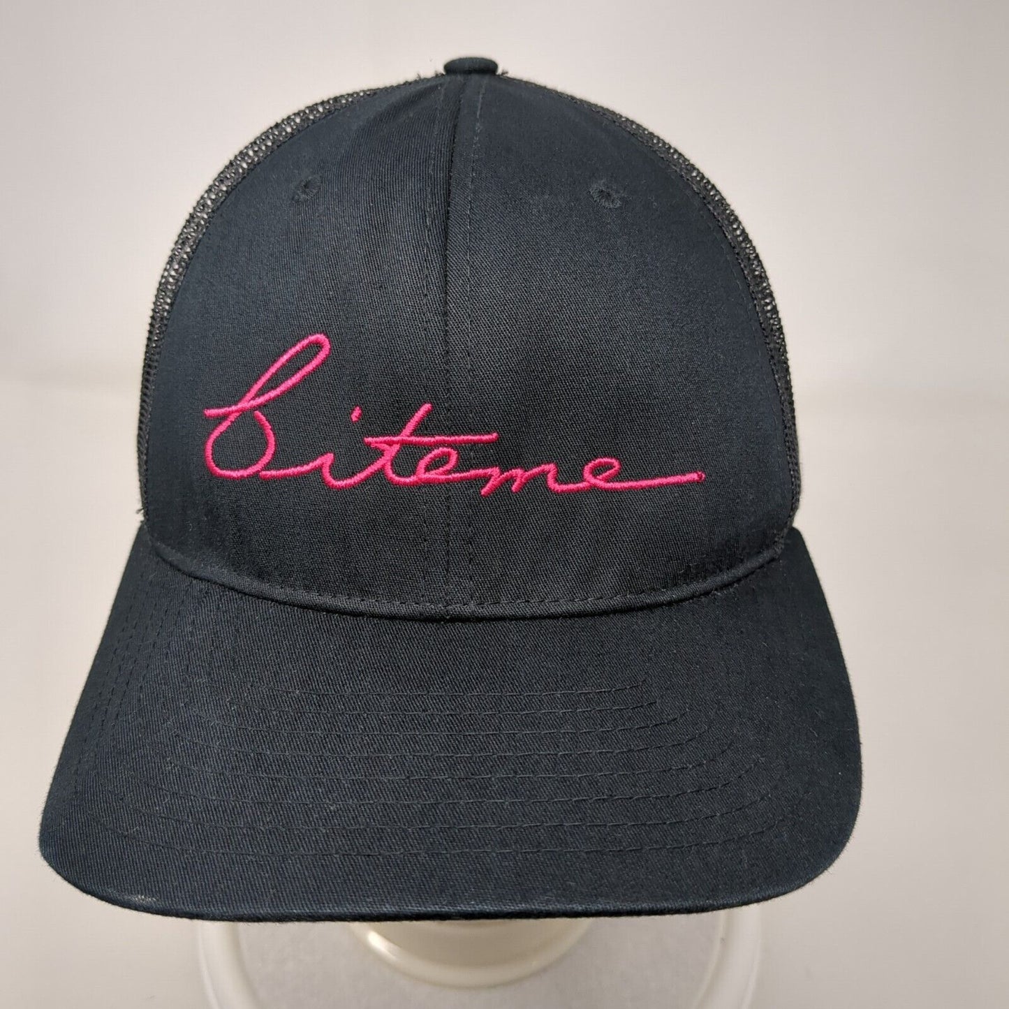 Bite Me Snapback Trucker Hat Black OSFA Adjustable Mesh Back Richardson