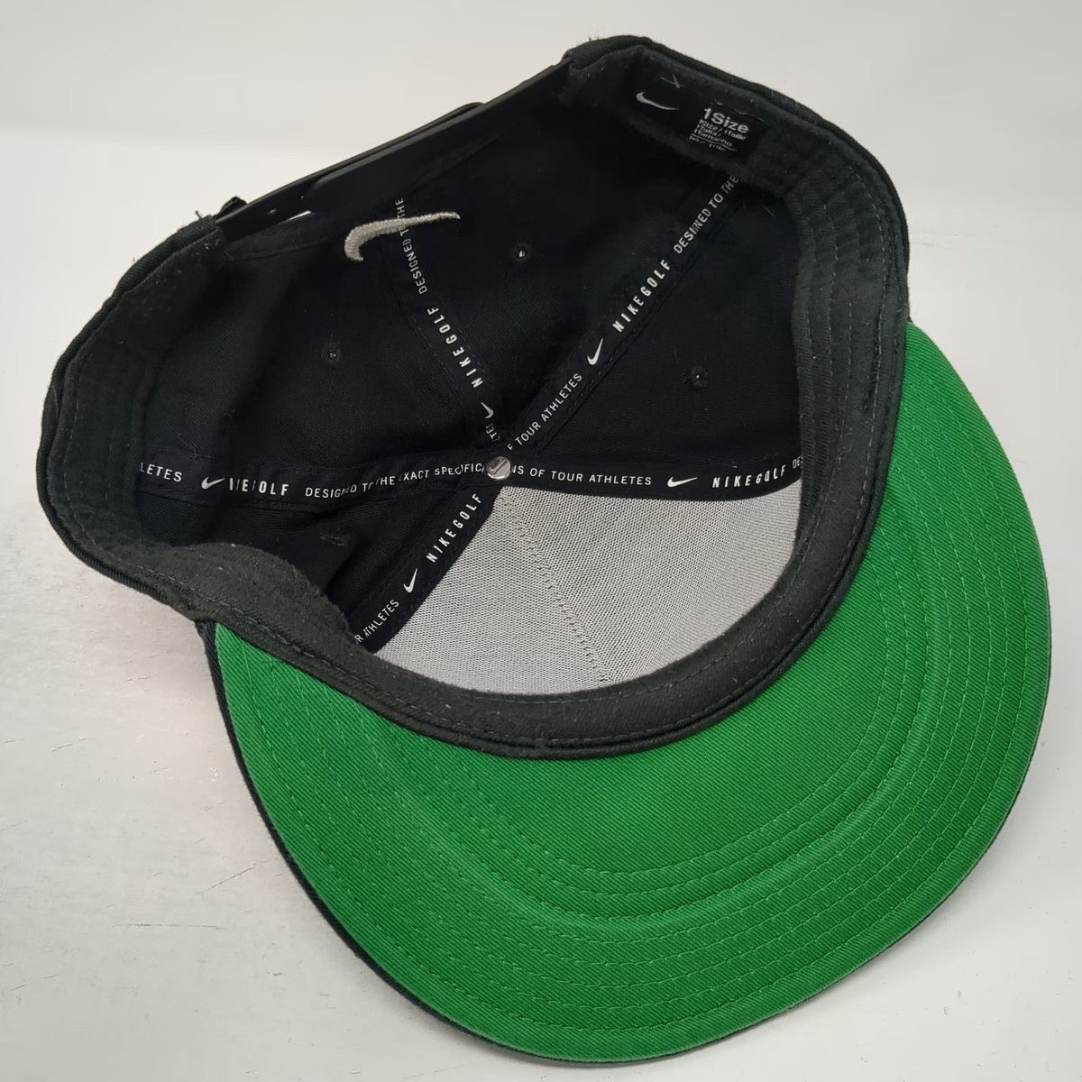 Nike 5 Panel Black Hat One Size Rope Golf Snapback Green Underbrim Patch Swoosh
