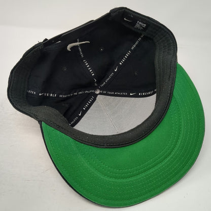 Nike 5 Panel Black Hat One Size Rope Golf Snapback Green Underbrim Patch Swoosh