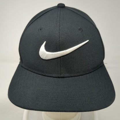 Nike Snapback Black Hat M Green Underbrim Embroidered Swoosh Logo Pro Cap