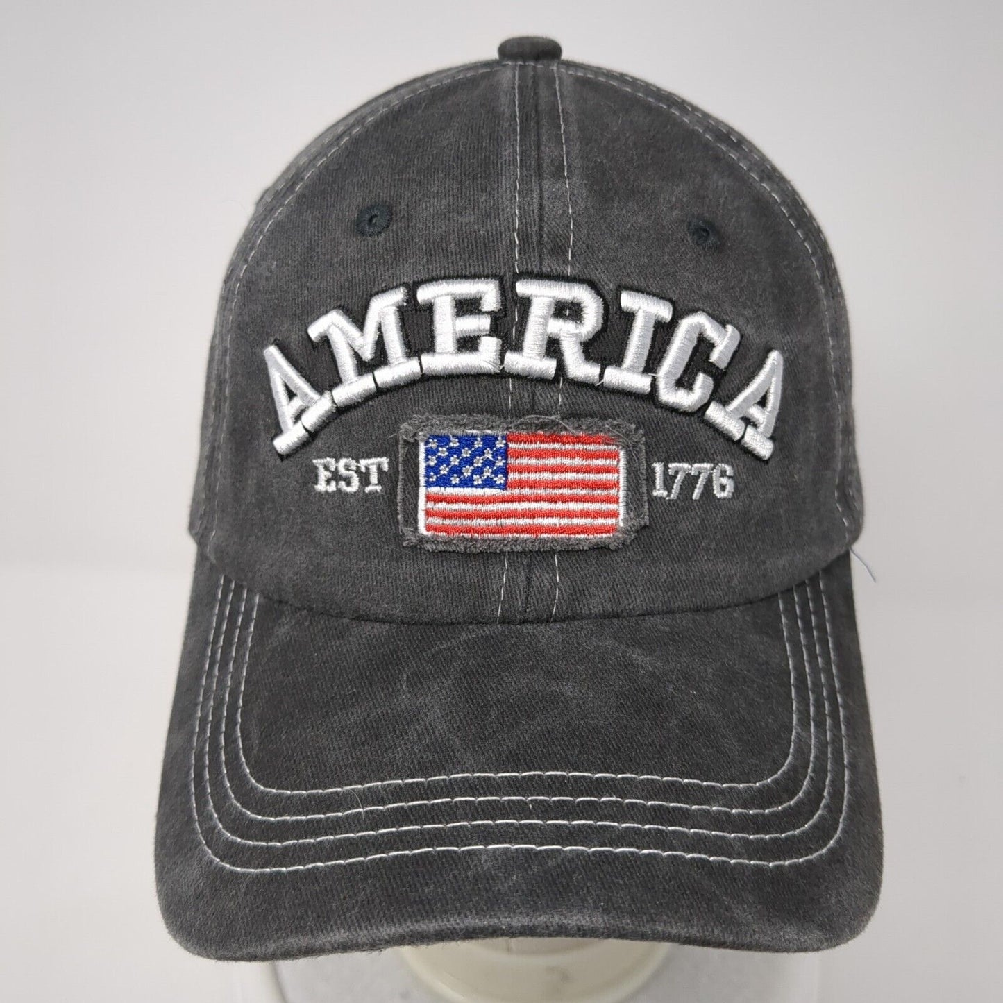 America Est 1776 Slideback Hat Gray One Size Adjustable Embroidered