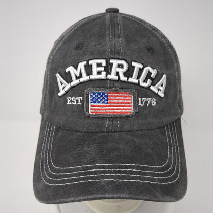 America Est 1776 Slideback Hat Gray One Size Adjustable Embroidered