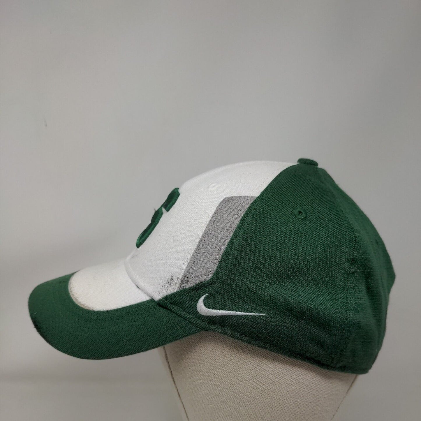 Nike Team Michigan State Fitted Hat Green White OSFM Embroidered Logo