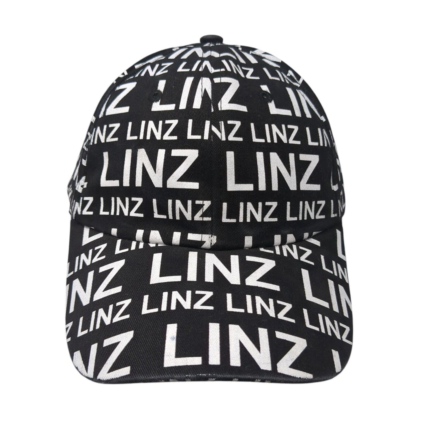LINZ Strapback Baseball Cap Black One Size Adjustable 6 Panel Cotton