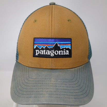 Patagonia Trucker Hat Brown Blue One Size Mesh Back Snapback Mountain Logo