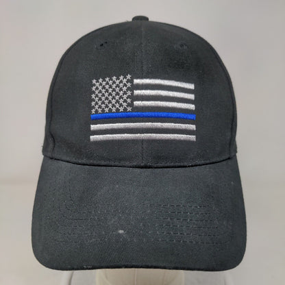 American Flag Blue Line Strapback Hat Black One Size Embroidered Rothco