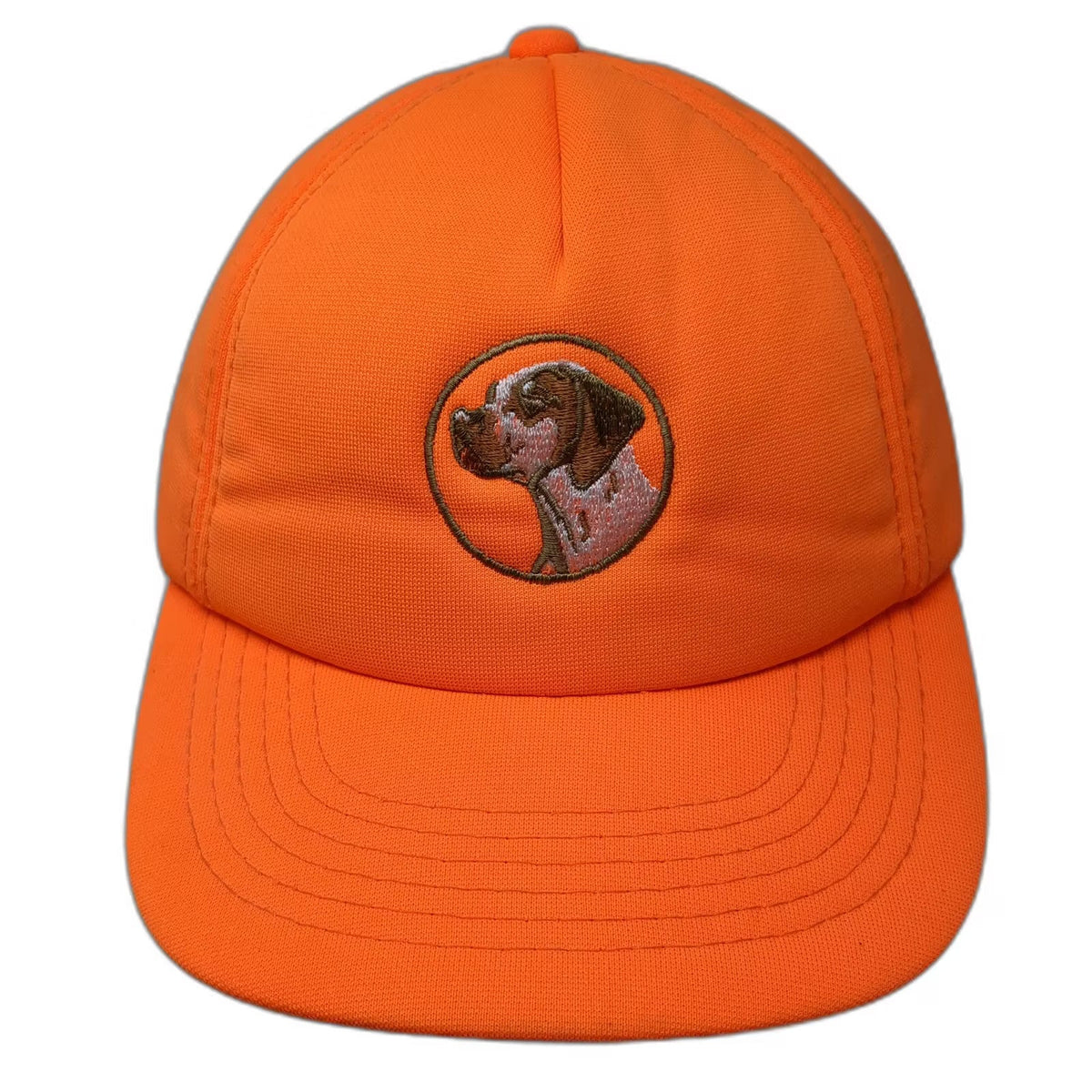 Buck Bay Orange Trucker Hat Dog Pointer Embroidered Hat Ear Flaps Vintage Foam