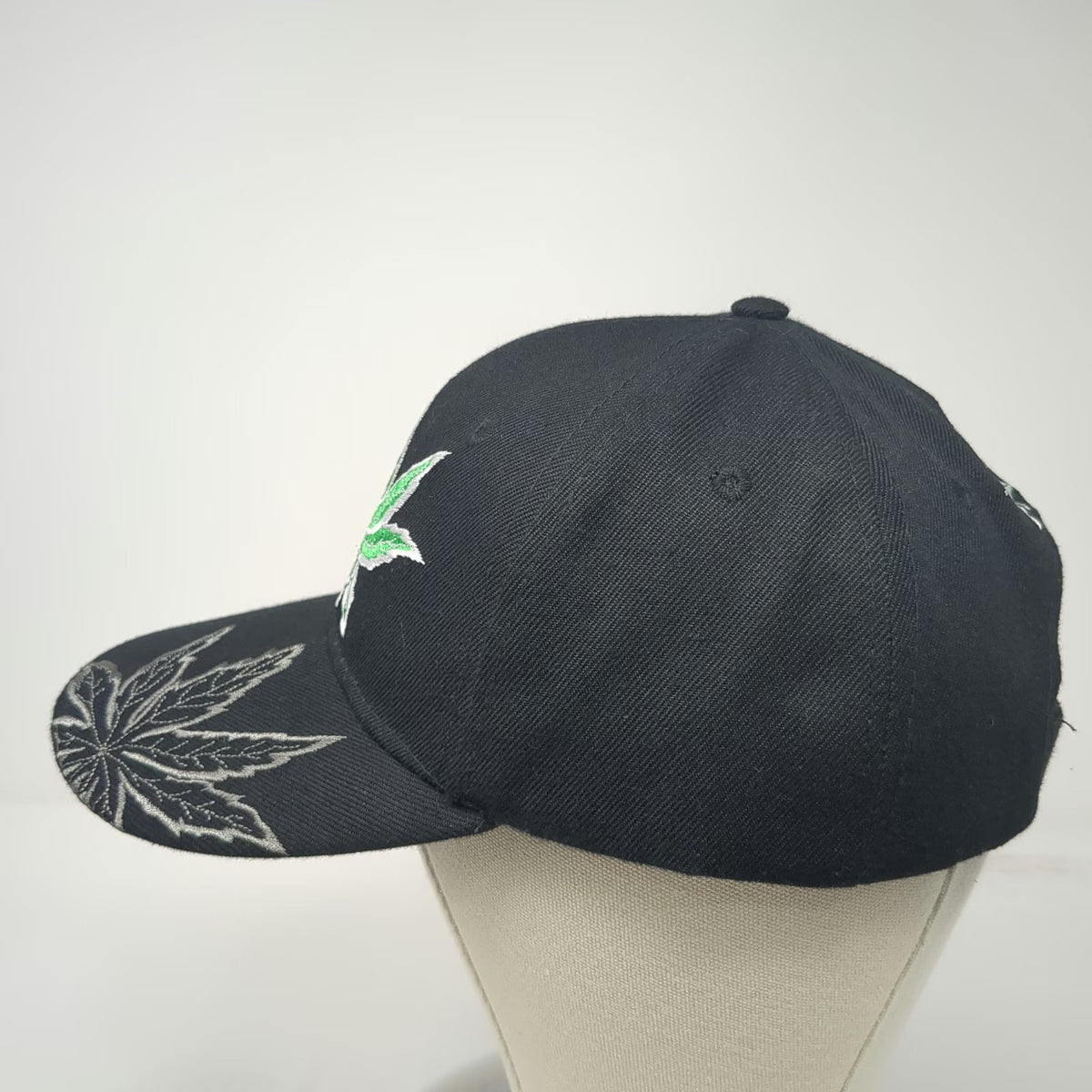 Baseball Cap Black One Size Embroidered Marijuana Leaf Pot Weed Strapback Hat