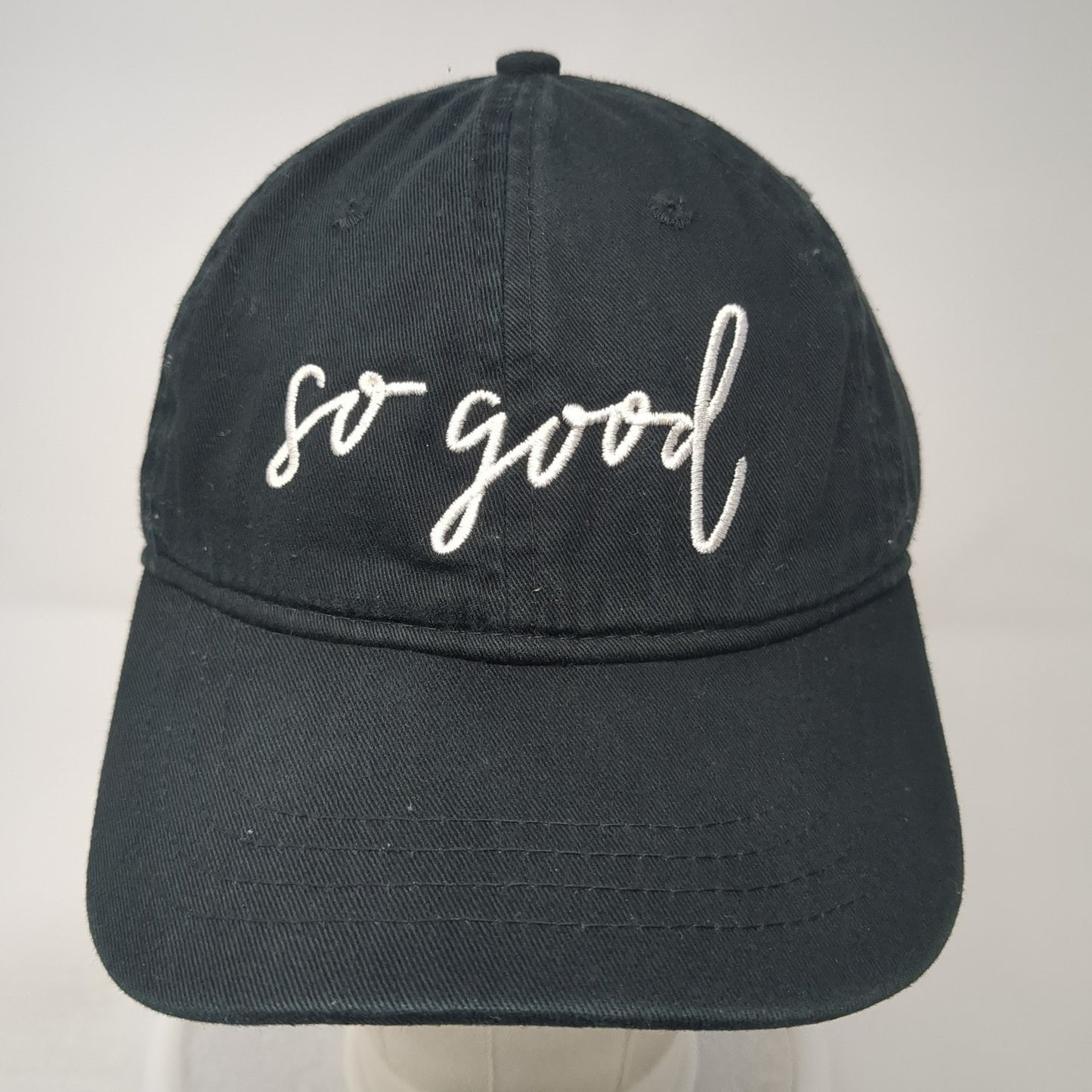 So Good Slideback Hat Black One Size Adjustable Embroidered Outdoor Cap