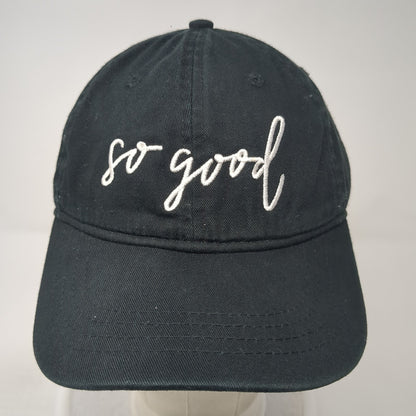 So Good Slideback Hat Black One Size Adjustable Embroidered Outdoor Cap