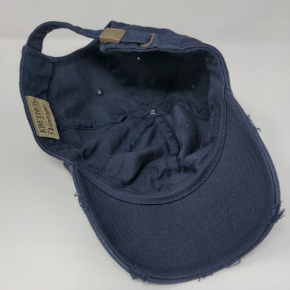 KB ETHOS Slideback Hat Blue OSFA Adjustable Solid 6 Panel Distressed