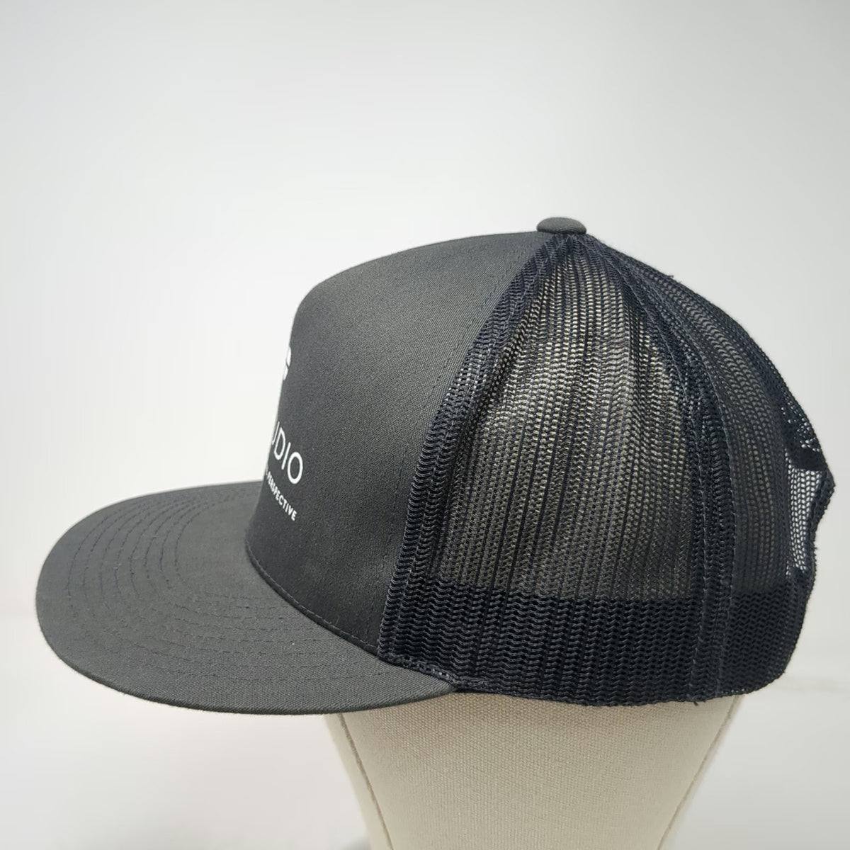 Yupoong Trucker Hat Gray One Size Tax Studio Logo Mesh Back Snapback Work Cap