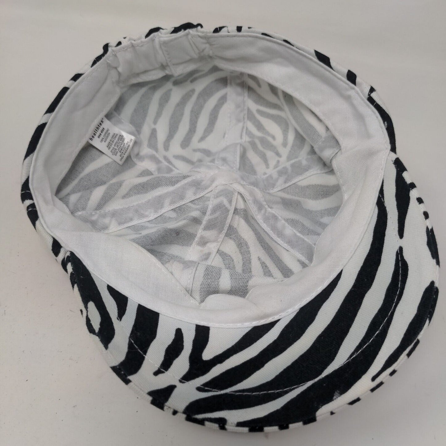 Healthtex Girl's Cadet Cap Hat White Black Size OS Blank Zebra Stripes