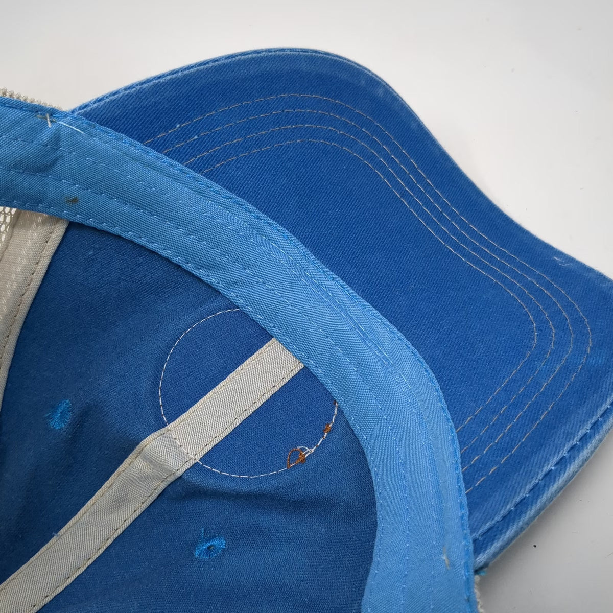 Blue One Size Trucker Hat Padre Island Texas Leather Patch Mesh Sun Snapback
