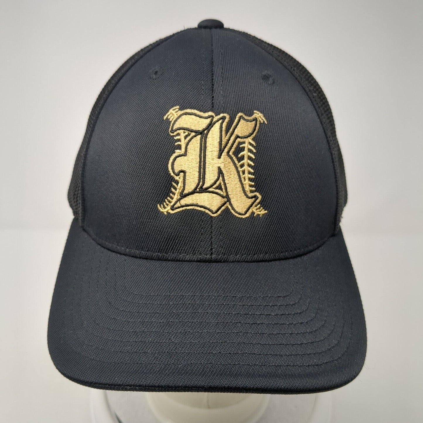Pacific Headwear Fitted Trucker Hat Black 7 3/8-8 Embroidered Letter K