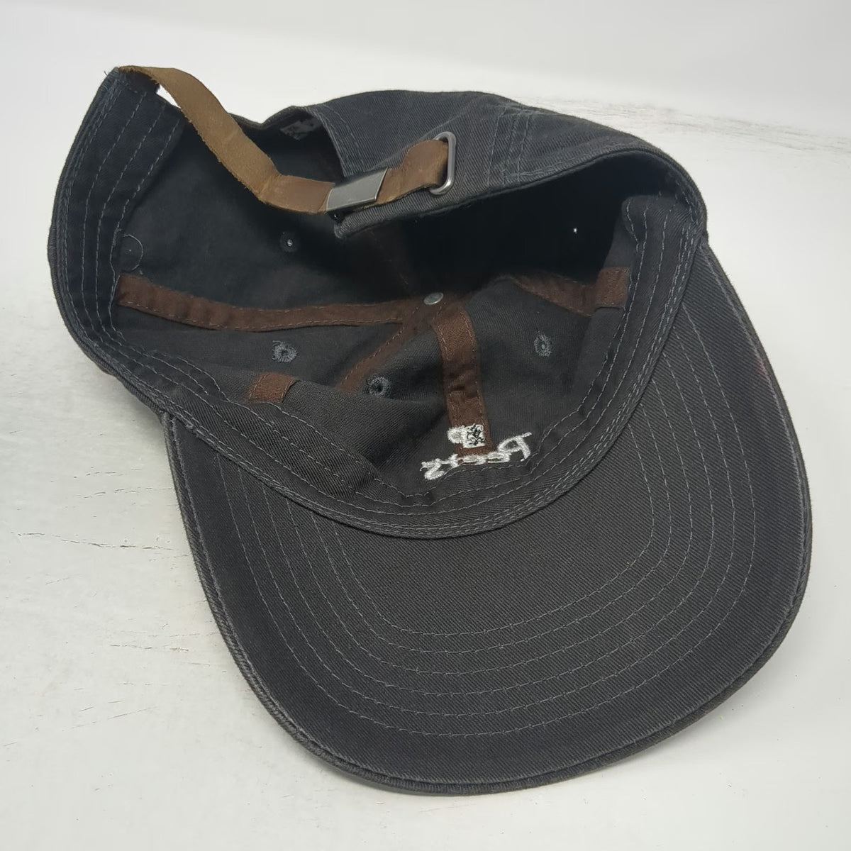 Peet's Coffee Baseball Cap Gray One Size Strapback Embroidered Logo Caffeine Hat