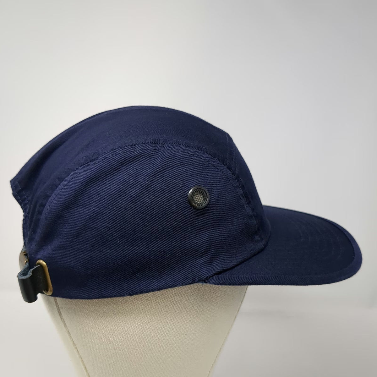 Rothco 5 Panel Hat Blue One Size Adjustable Blank Leather Slideback Mesh Eyelets