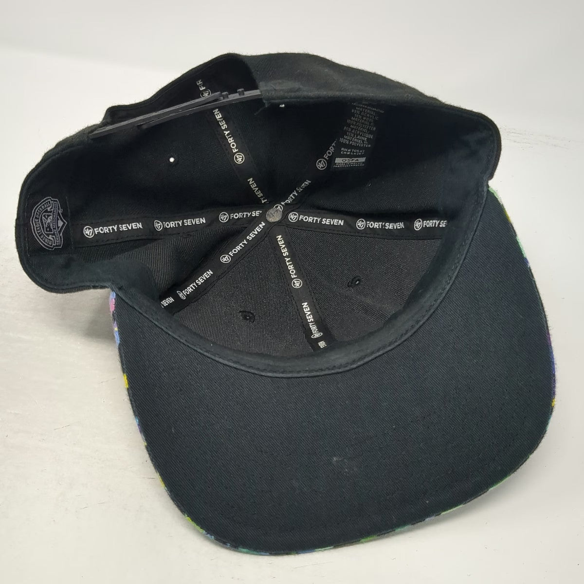 '47 New York Yankees MLB Snapback Hat Black Floral Visor One Size OSFA Flat Brim