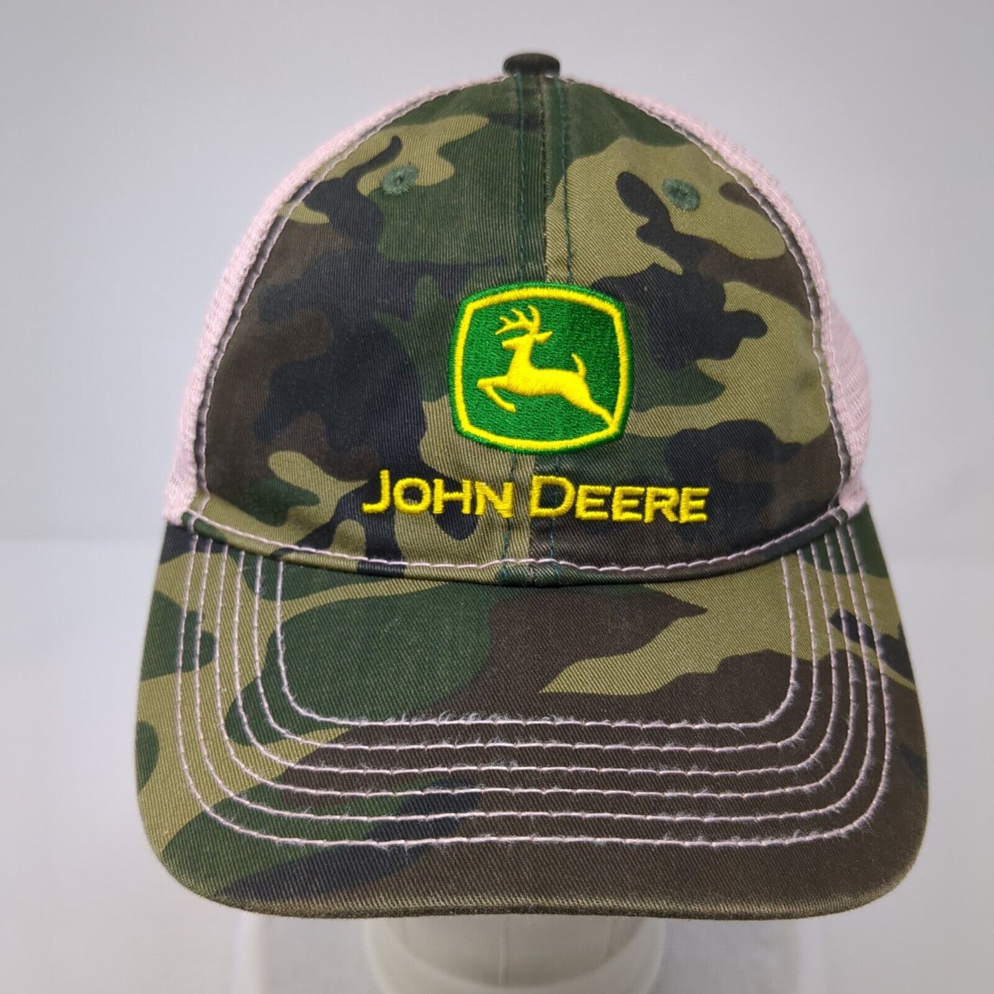 John Deere Snapback Trucker Hat Camouflage OS Adjustable Embroidered Mesh Back