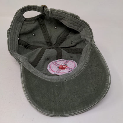 Rose Slideback Hat Green OSFM Embroidered Adjustable Outdoor 6 Panel