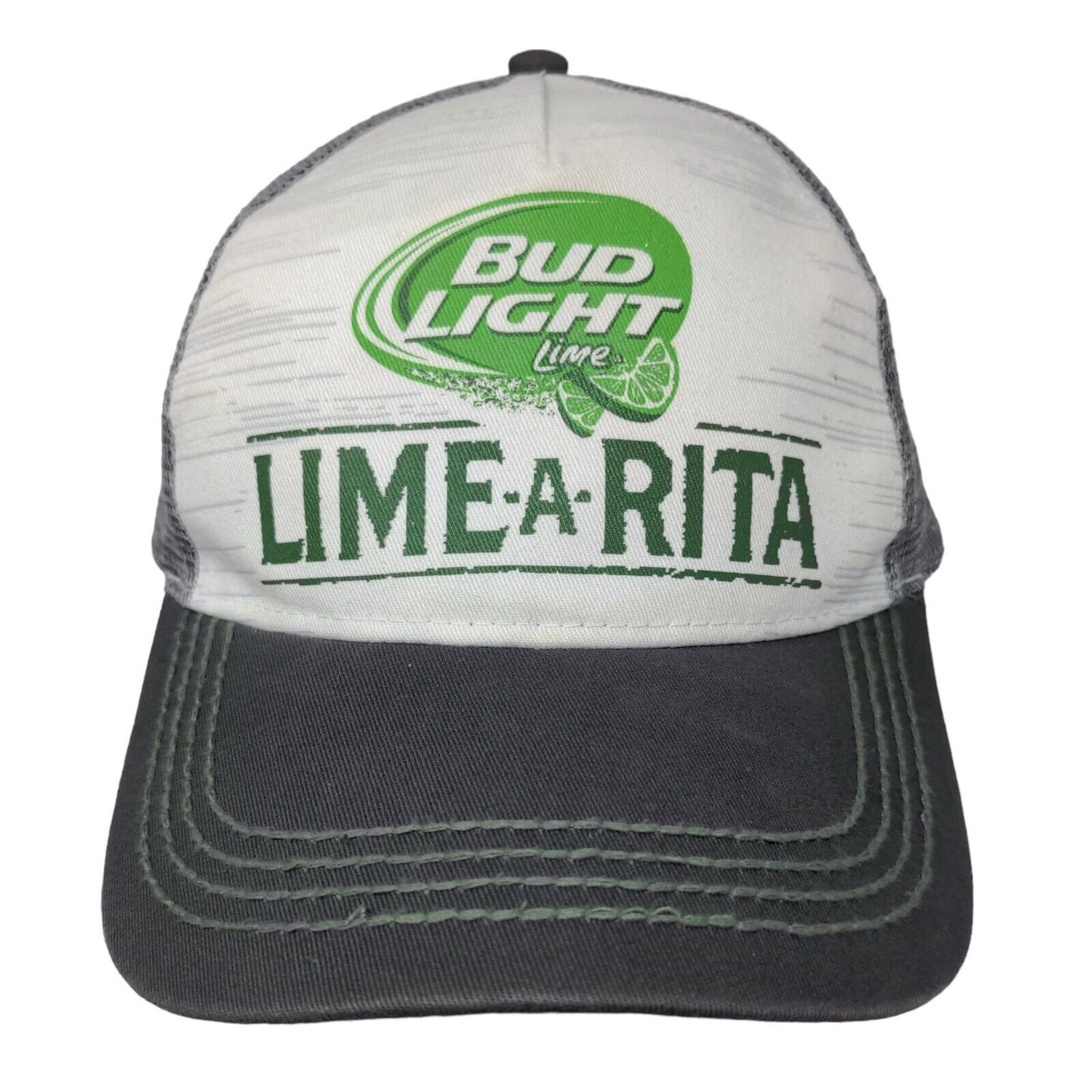 Bud Light Men's Snapback Mesh Back Hat Gray OSFM Lime A Rite Graphic Logo Beer