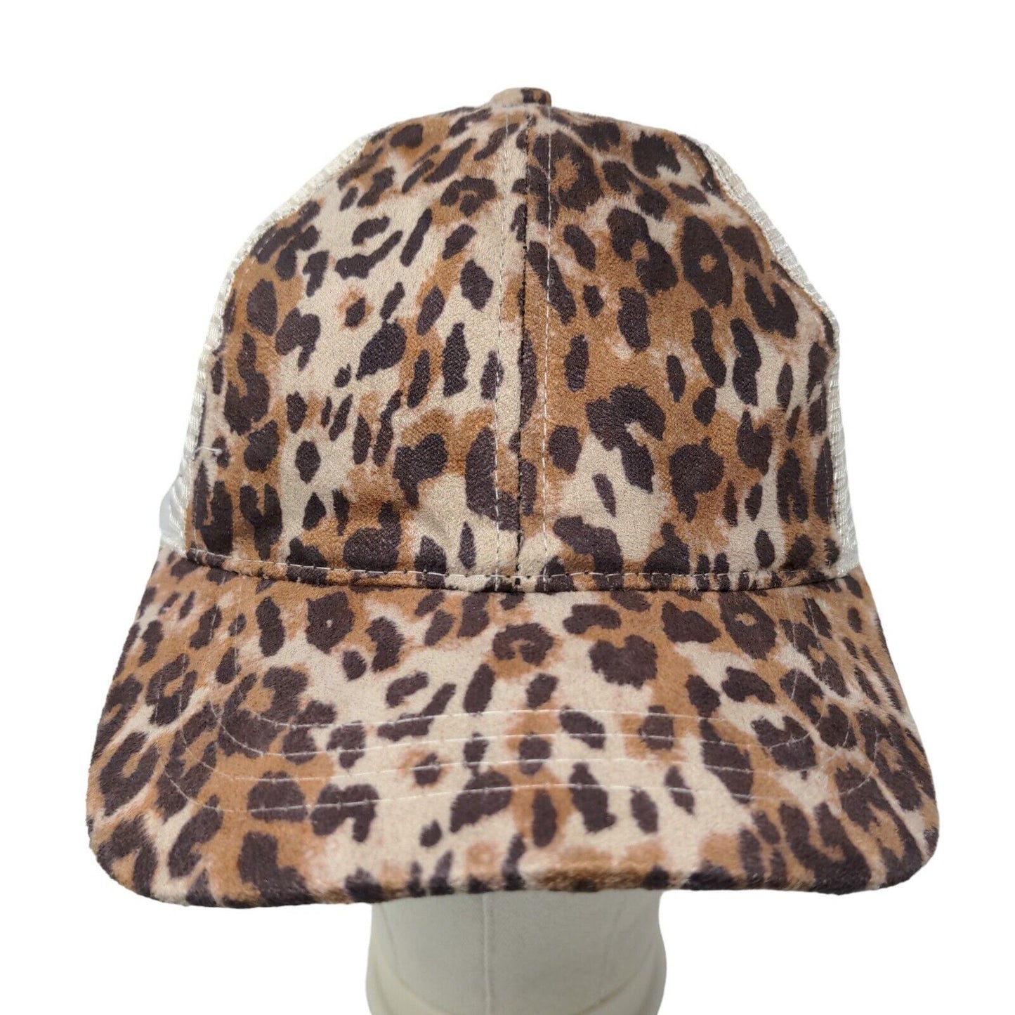 C.C. Women's Strapback Mesh Back Hat Multicolor Leopard Pattern Ponytail Hole