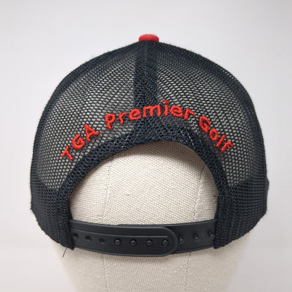 TGA Premier Golf Snapback Trucker Hat Black One Size Mesh Back Outdoor