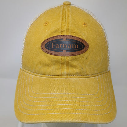 Farnam Trucker Hat Yellow OSFM Leather Patch Mesh Back Snapback Horse Care Cap