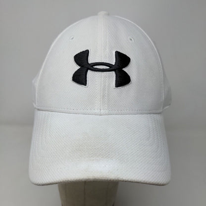 Under Armour Men's Fitted Hat White Size L/XL Embroidered Logo Spell Out