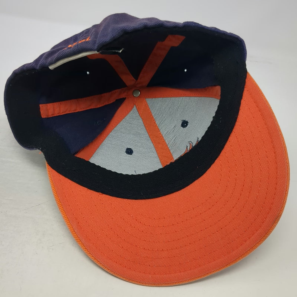 NFL Team Apparel Denver Broncos Baseball Cap Blue Orange XL Fitted Stretch Hat