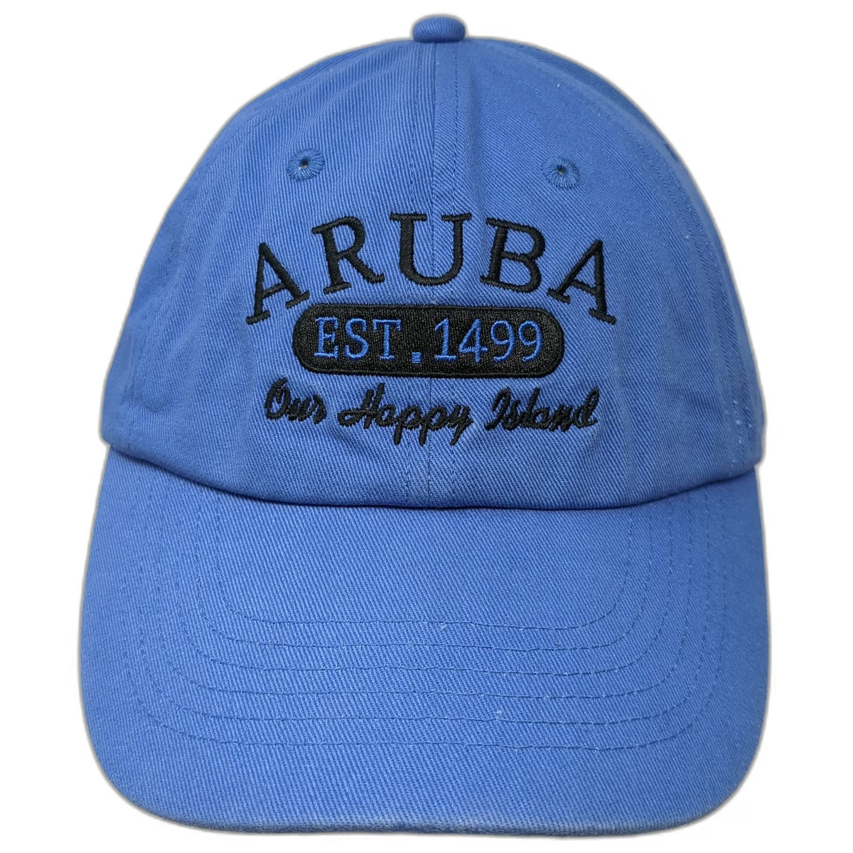 Blue Aruba Our Happy Island Est 1499 Embroidered One Size Baseball Cap Hat