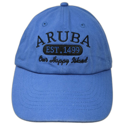 Blue Aruba Our Happy Island Est 1499 Embroidered One Size Baseball Cap Hat