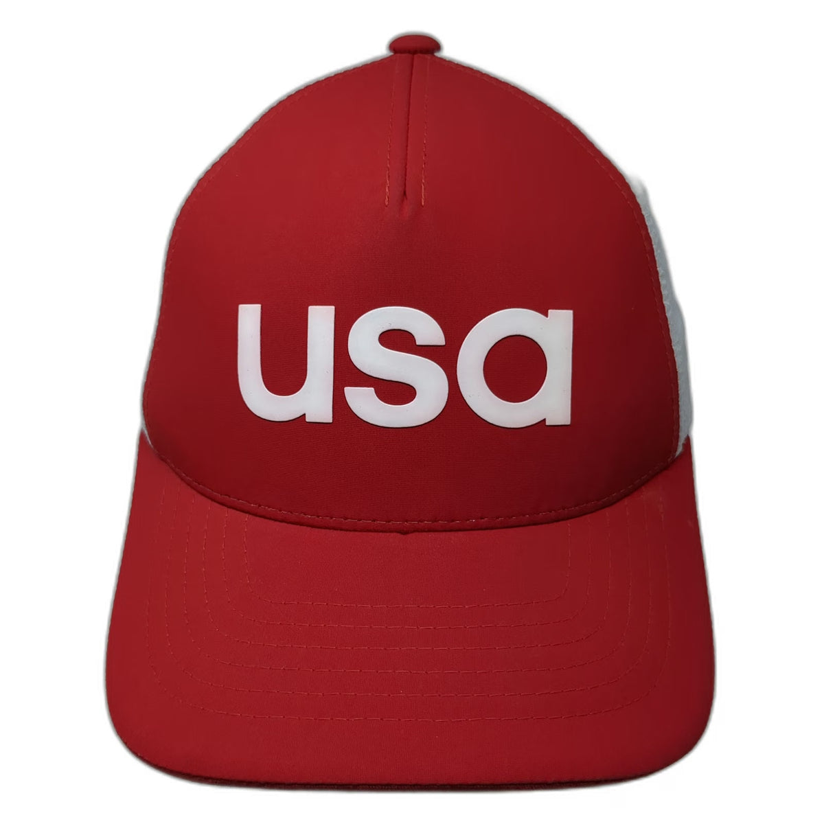 adidas 5 Panel Hat Red White M USA Mesh Flexfit Polyester Graphic Golf Sport