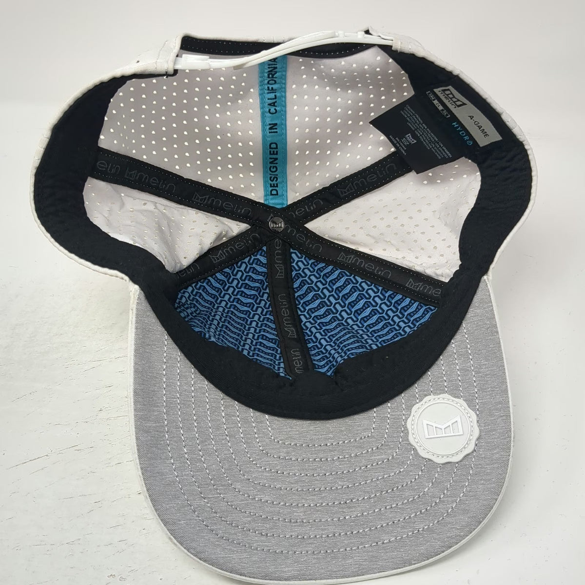 Melin Trucker Hat White L A-Game Hydro Perforated Snapback Performance Golf