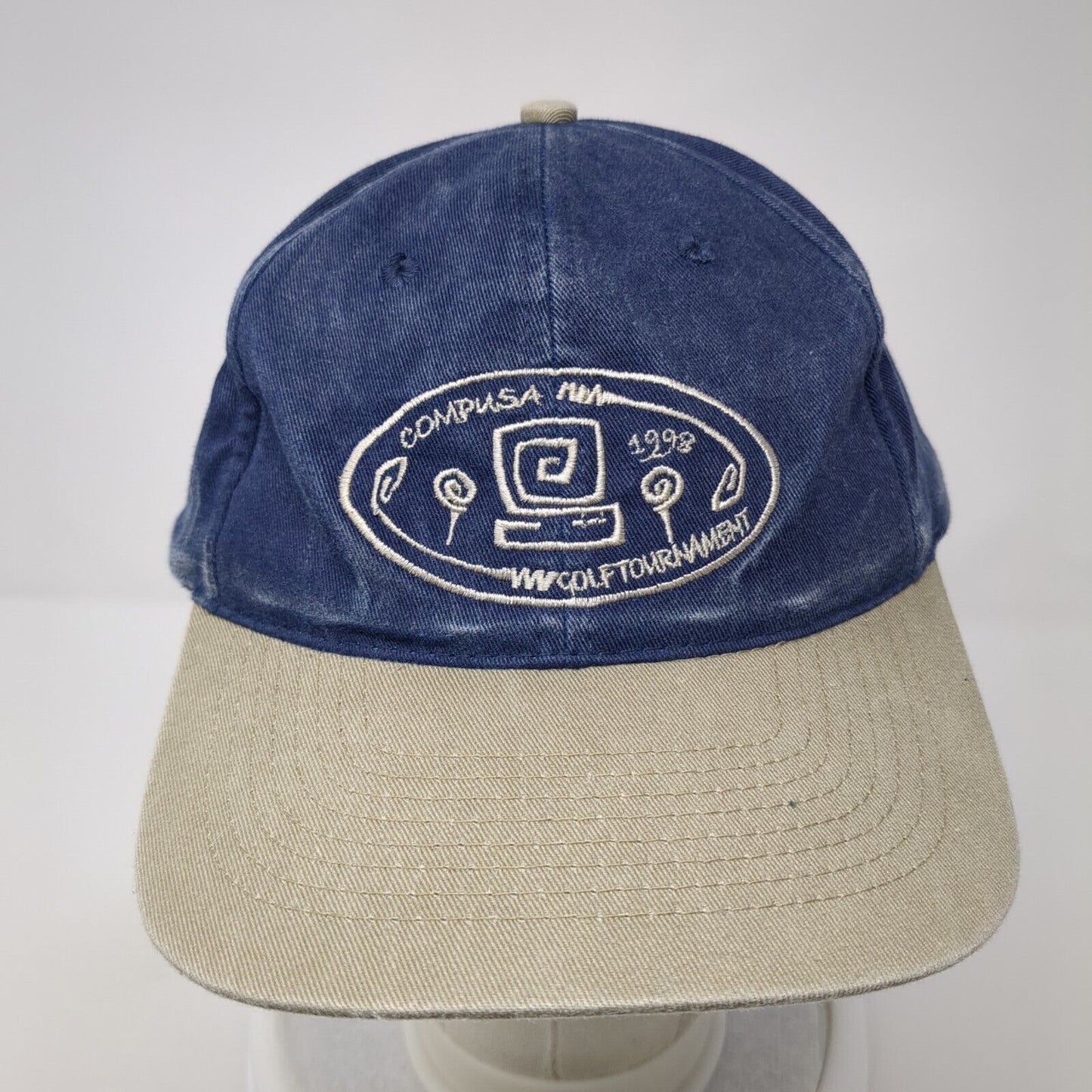 COMPUSA Golf Tournament Slideback Hat Blue One Size Colorblock KC Caps