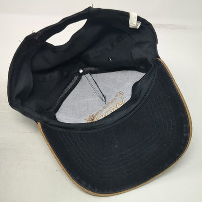 Pottery World Baseball Cap Black Brown One Size Suede Brim Cotton Strapback Hat