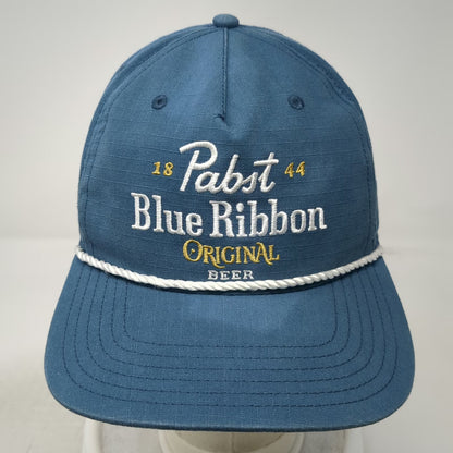 Pabst Blue Ribbon 5 Panel Hat One Size Snapback Rope White Beer Logo Gold Brim