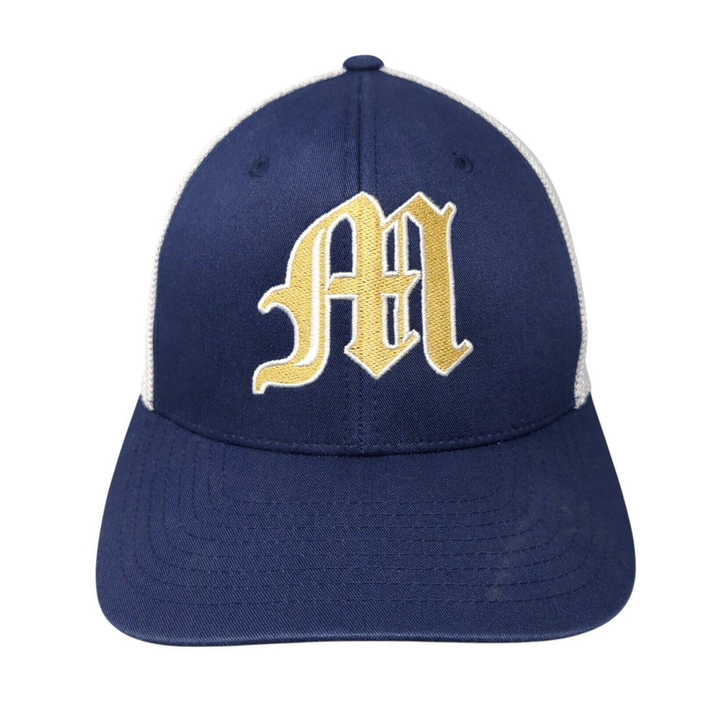 Port Authority Fitted Trucker Hat Blue S/M Flexfit Embroidered Mesh Back