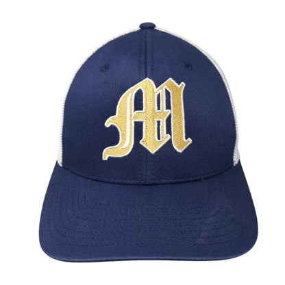 Port Authority Fitted Trucker Hat Blue S/M Flexfit Embroidered Mesh Back